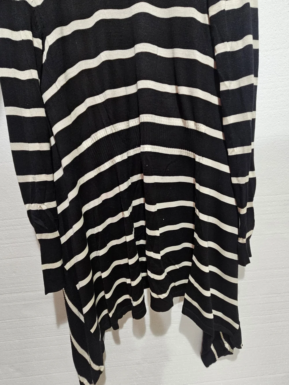 WHBM Black & White Striped Open-Front Women's Cardigan Sweater Size Small Silk B